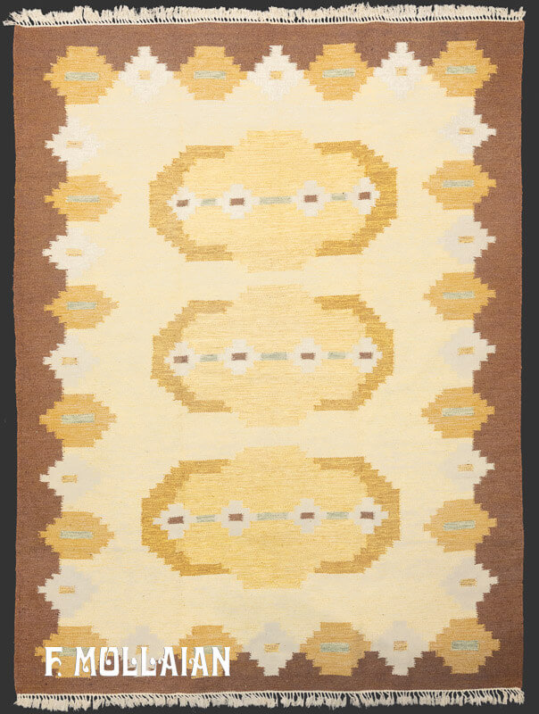 Semi-Antique Swedish Kilim n°:96342389